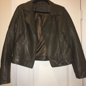 Olive Faux leather coat